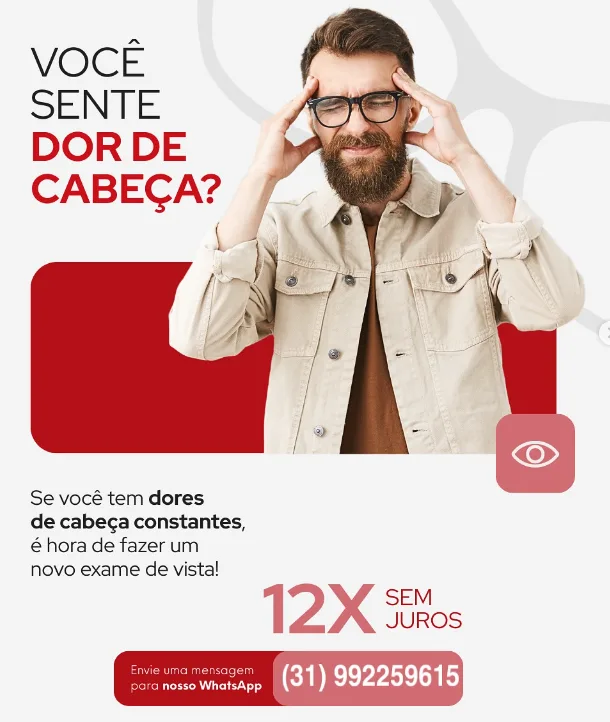 Homem com dor de cabeça causada por problemas de visão não corrigidos