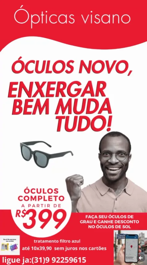 Post de Instagram da Visano: promoção exame de vista